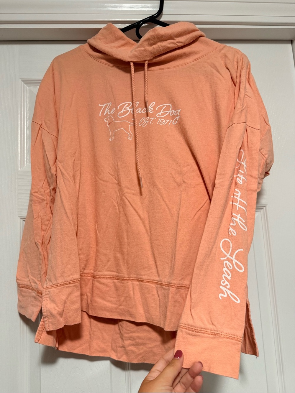 The Black Dog Women's Peach Crewneck Pullover with White Logo